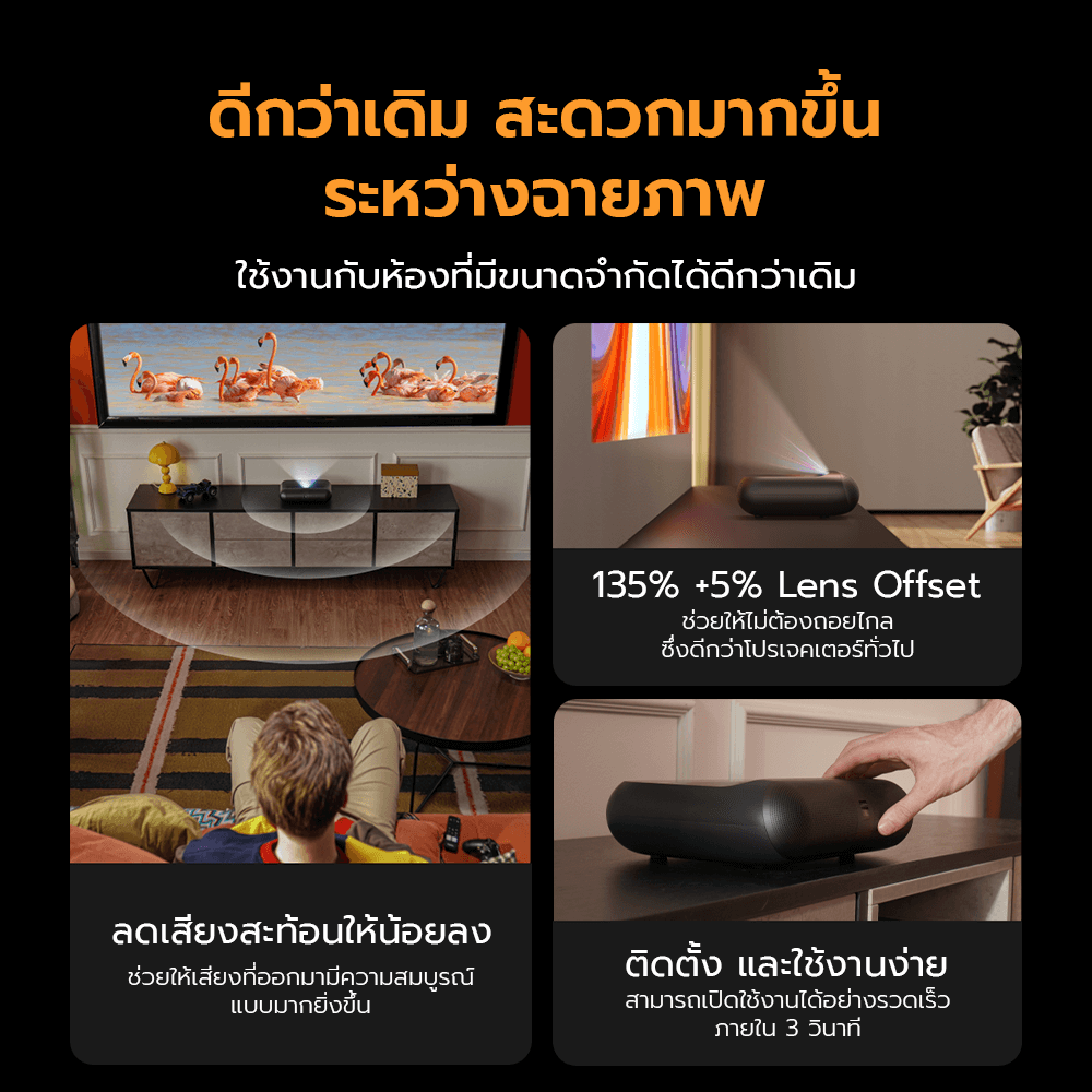 โปรเจคเตอร์ YABER K300S LASER PROJECTOR สีดำ UST คมชัด 1080P สว่าง 1000 ANSI_5